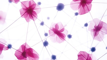 Poster - Pink Floral Network Abstract Science Art Design