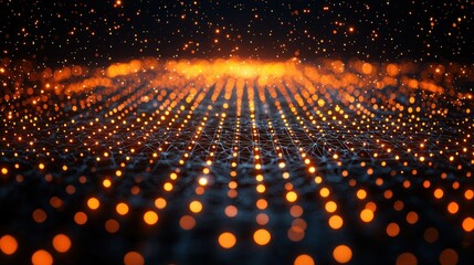 Poster - Abstract glowing particles creating a digital landscape.