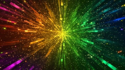 Wall Mural - rainbow burst abstract light rays and sparks