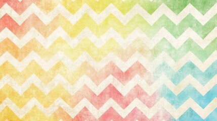 Poster - Rainbow Chevron Pattern Watercolor Texture Background