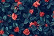 © Maryam - Natural fresh red roses flowers pattern wallpaper. top view, Red rose flower wall background. MZ
