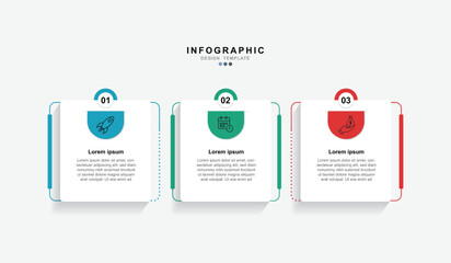 Fototapete - Business infographic template. 3 Step timeline journey. Process diagram, 3 options on white background