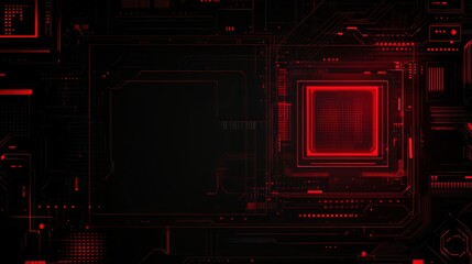 Poster - Red Digital Circuit Board Technology Background