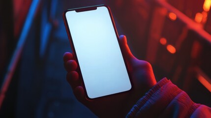 Poster - Hand holding smartphone with blank screen