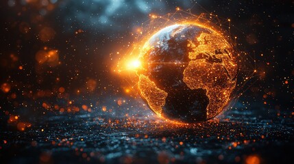 Poster - Glowing digital globe representing connectivity and technology.