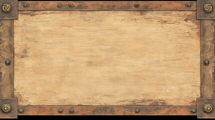 Poster - Rustic Wooden Sign with Metal Frame and Rivets