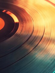 Aufkleber - Explore vintage 3D vinyl records with unique textures and warm lighting in a creative composition. Generative AI