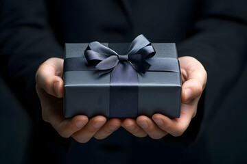 Person holding a gift box, symbolizing joy and celebration during festive times