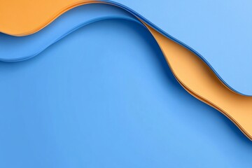 Poster - Abstract wavy design featuring blue and orange paper layers.