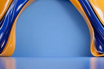 Poster - Abstract colorful shapes with a smooth finish on a blue background.