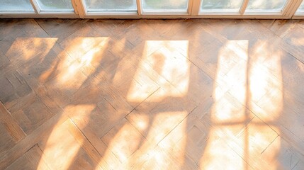 Canvas Print - Sunlit Parquet Floor, Window Shadows, Wooden Pattern