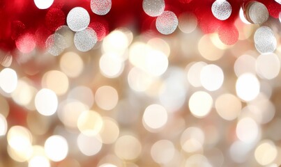 Poster - A festive background featuring soft bokeh lights in red and gold hues.