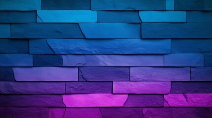Poster - Vibrant Blue Purple Brick Wall Texture Gradient