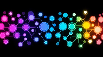 Poster - Vibrant Network Nodes Colorful Interconnected System