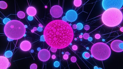 Poster - Vibrant Network of Interconnected Glowing Spheres
