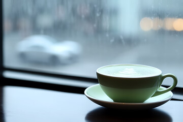 Poster - Matcha Latte by the Rainy Window