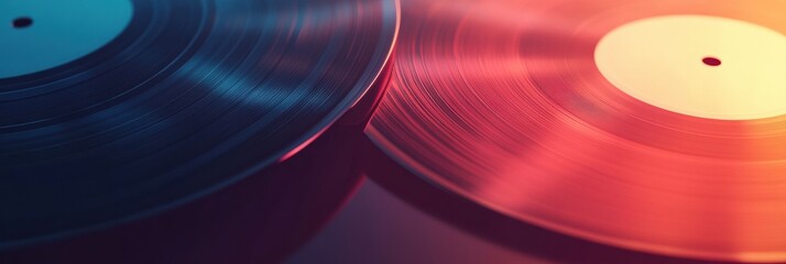 Aufkleber - Explore vintage vinyl records with vibrant colors and copy space for creative text. Generative AI