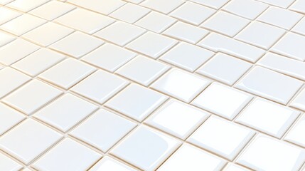 Poster - White Glossy Tiles Seamless Pattern Background