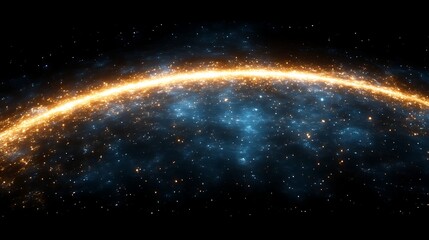 celestial arc of glowing cosmic dust and stars