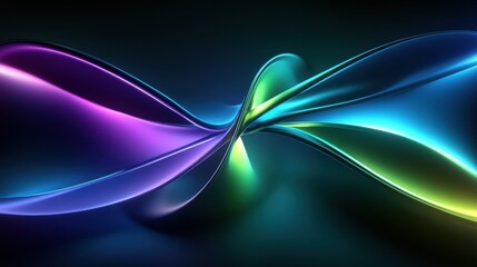 Poster - 3D abstract sound waves showcasing vibrant colors and flowing patterns in a dynamic musical theme. Generative AI