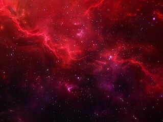 Wall Mural - High-detail red and purple nebula, stars in space, dark fantasy style banner design.