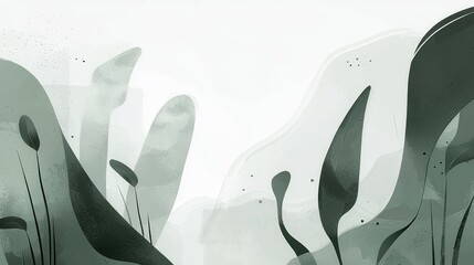 Poster - Abstract illustration of organic shapes and foliage.