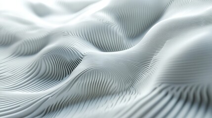 Abstract White Wave Pattern: 3D Render of a Smooth, Textured Surface