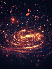 Aufkleber - Galactic sound wave spiral showcases stars in vibrant harmony at limitless depths. Generative AI
