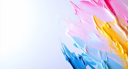 Poster - Abstract paint strokes in pastel colors on a light background.