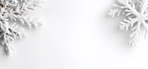 Poster - Frosted snowflakes on a white background for winter-themed designs.