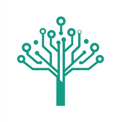 Poster - Teal circuit board tree design.