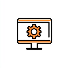 Poster - Computer screen displaying a gear icon, representing settings or configuration. (1)