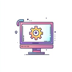 Poster - Computer screen displaying a gear icon, representing settings or configuration.
