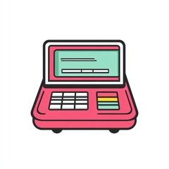 Poster - Retro pink calculator with simple design.