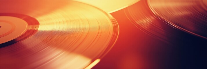 Aufkleber - Explore the beauty of 3D vintage vinyl records showcasing detailed grooves and textures under warm lighting. Generative AI