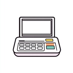 Poster - Retro laptop computer with blank screen and numeric keypad.