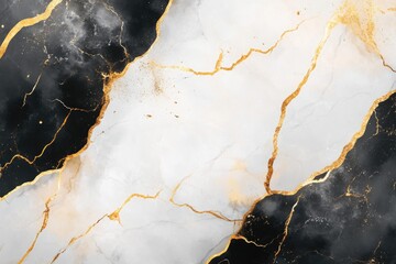 Wall Mural - Black and White Marble with Gold Streaks