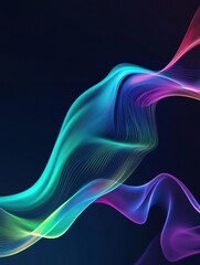 Aufkleber - 3D abstract sound waves flow together creating a colorful music inspired visual experience in a dark setting. Generative AI