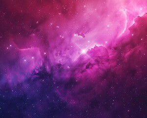 Wall Mural - Vivid pink and purple nebula, stars in space, high resolution, sharp focus, realistic photography.