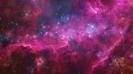 Wall Mural - Vivid pink and purple nebula, stars twinkling, deep space background, realistic photography.