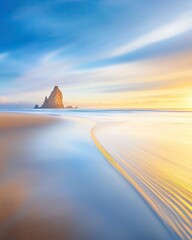 Poster - Discovering Serene Shores and Stunning Rock Formations at Sunset Along the Coastal Landscape