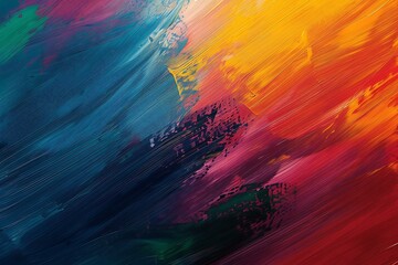 Wall Mural - Abstract background with vibrant brush strokes, oil painting texture, modern style, space for text on right.