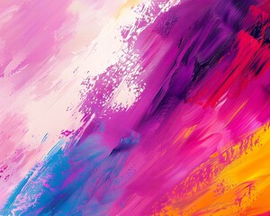 Wall Mural - Abstract background with vibrant brush strokes, oil painting texture, space for text on right.