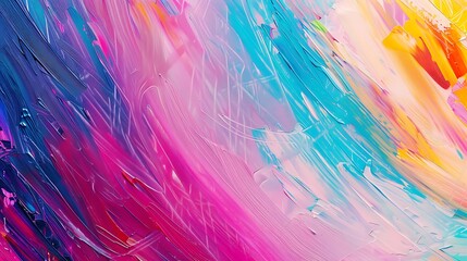 Wall Mural - Artistic abstract background, brush strokes in vibrant colors, oil painting texture, space for text on the right side.