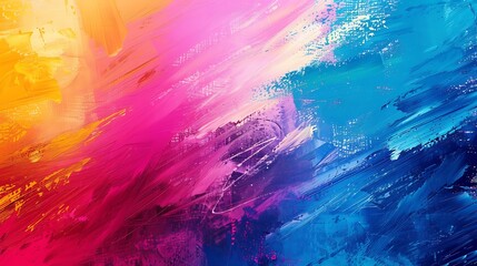 Wall Mural - Artistic abstract background, brush strokes in vibrant colors, oil painting texture, space for text on the right side.