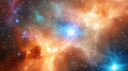 Poster - Explore the Cosmos With Vibrant Colors and Swirling Gas Clouds