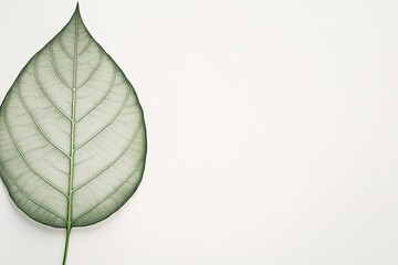 Poster - Fresh Green Leaf Showcases Intricate Veins and Texture Against a Clean Backdrop