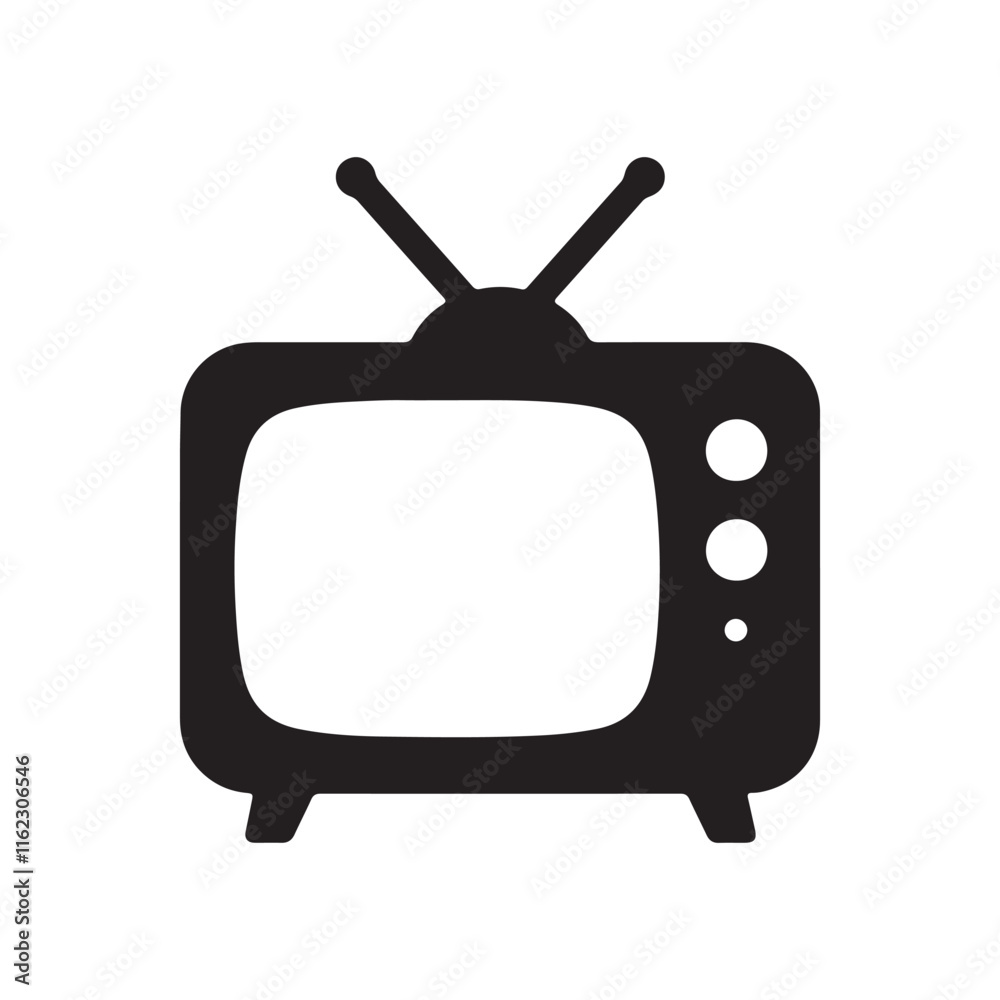 Retro TV icon. Black Retro TV icon on white background. Vector ...