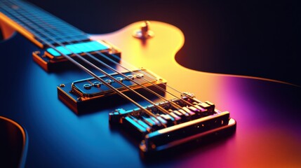 Poster - Unique 3D guitar design showcasing vibrant colors and detailed craftsmanship in an artistic setting. Generative AI