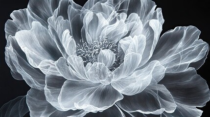 Poster - Delicate White Peony Flower Artistic Illustration